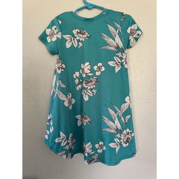 LuLaRoe Scarlett Girls Dress Size 2T Teal Floral Pattern - Picture 4 of 9